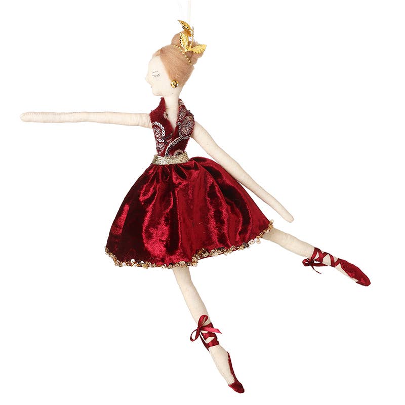 BALLERINA WITH DEEP BURGUNDY DRESS