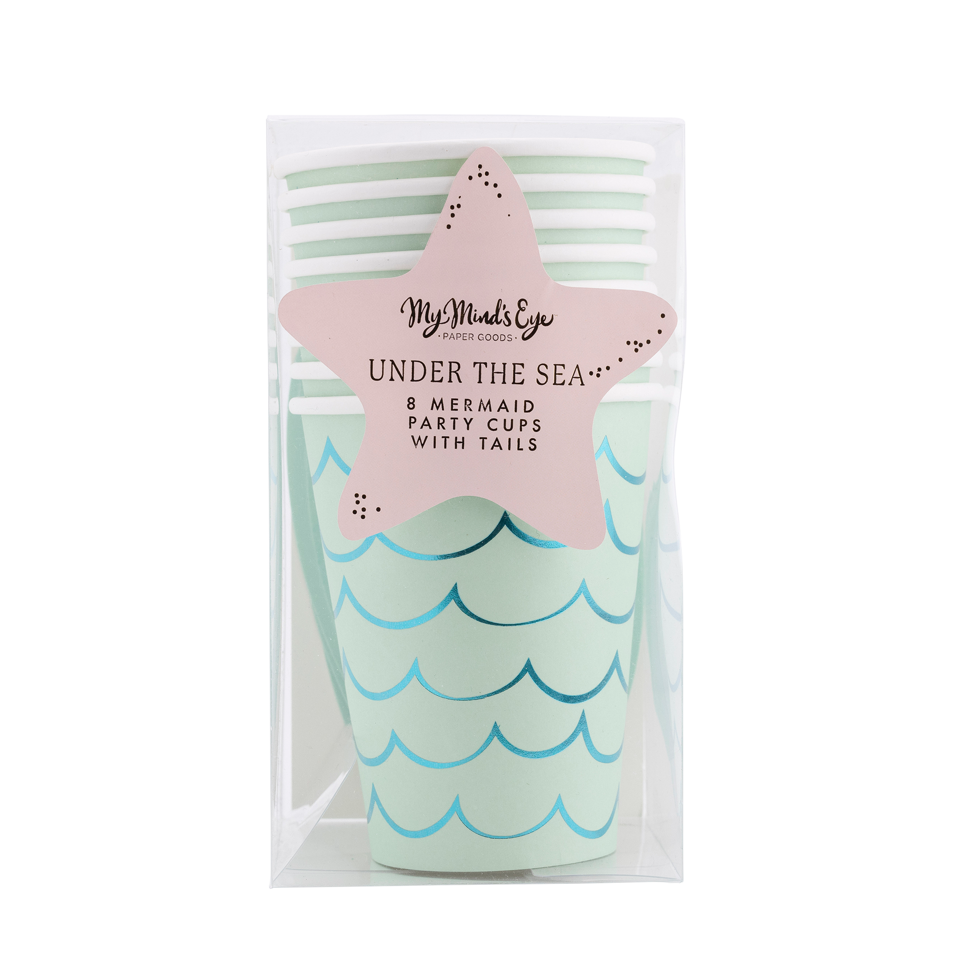 SEA1011 - Mermaid Tail Paper Party Cups - 12 oz - Winterberries
