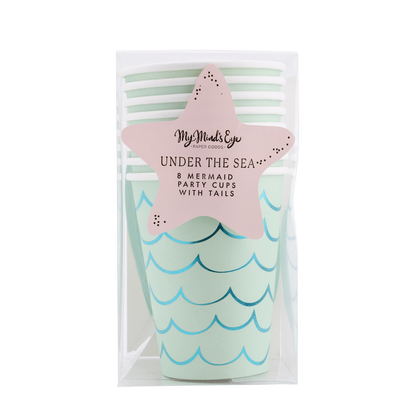 SEA1011 - Mermaid Tail Paper Party Cups - 12 oz - Winterberries