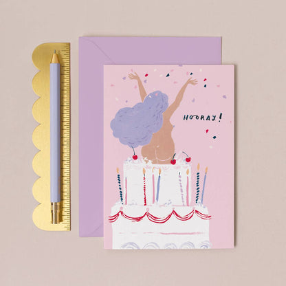 HOORAY BIRTHDAY CAKE CARD