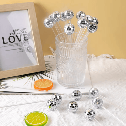 Silver Disco Ball Cocktail Stirrer - Winterberries