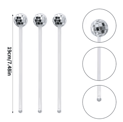 Silver Disco Ball Cocktail Stirrer - Winterberries