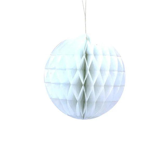 4" White Honeycomb Ball - Winterberries