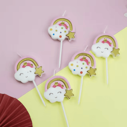 x5 Rainbow Cloud Birthday Candles - Winterberries