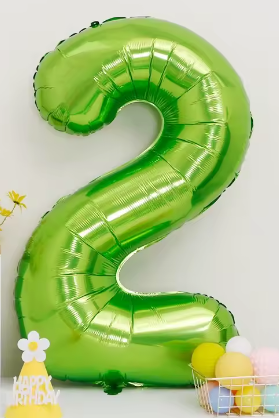 40" LIME GREEN NUMBER '2' DEFLATED FOIL BALLOON - Winterberries
