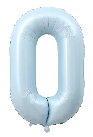 40" PASTEL BLUE NUMBER '0' DEFLATED FOIL BALLOON - Winterberries