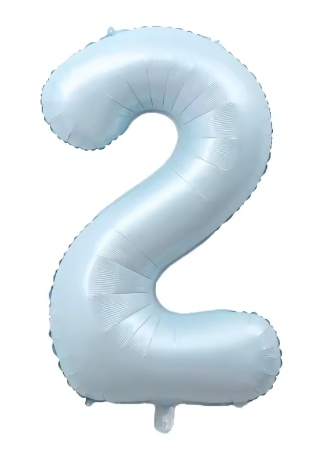 40" PASTEL BLUE NUMBER '2' DEFLATED FOIL BALLOON - Winterberries