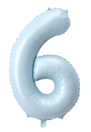 40" PASTEL BLUE NUMBER '6' DEFLATED FOIL BALLOON - Winterberries