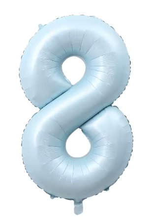 40" PASTEL BLUE NUMBER '8' DEFLATED FOIL BALLOON - Winterberries