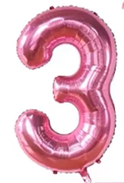 40" ROSY PINK NUMBER '3' DEFLATED FOIL BALLOON - Winterberries