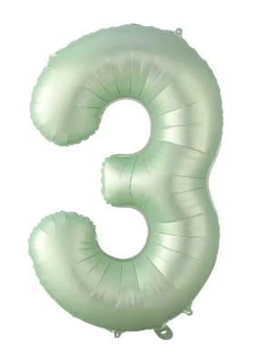 40" SAGE NUMBER '3' DEFLATED FOIL BALLOON - Winterberries