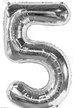 40" SILVER NUMBER '5' DEFLATED FOIL BALLOON - Winterberries
