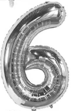 40" SILVER NUMBER '6' DEFLATED FOIL BALLOON - Winterberries