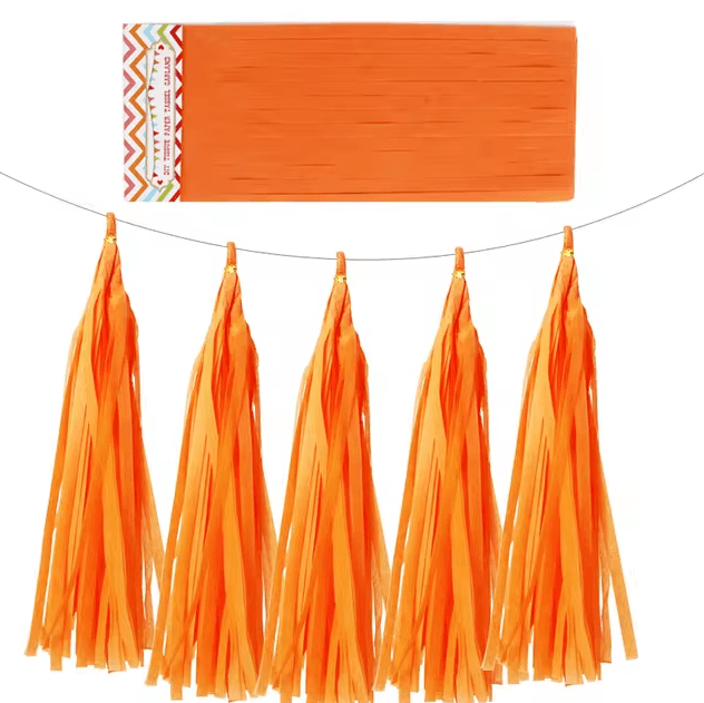 x5 Orange Tissue Paper Tassels Garland - Winterberries