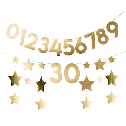 Gold Star Customisable Card Banner 2m