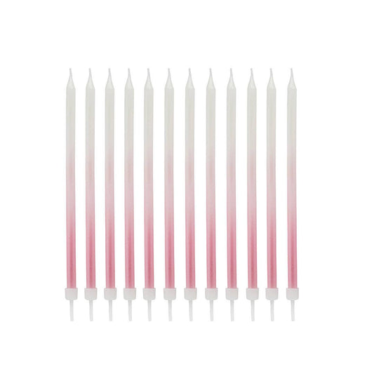 Pink Ombre Tall Skinny Wax Candles 12 Pack - Winterberries