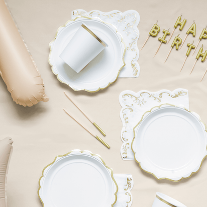 Partydeco Beige Gold Tip Cake Candles x 12