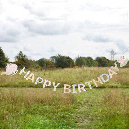 Tea Party 'Happy Birthday' Card Banner 2.5m