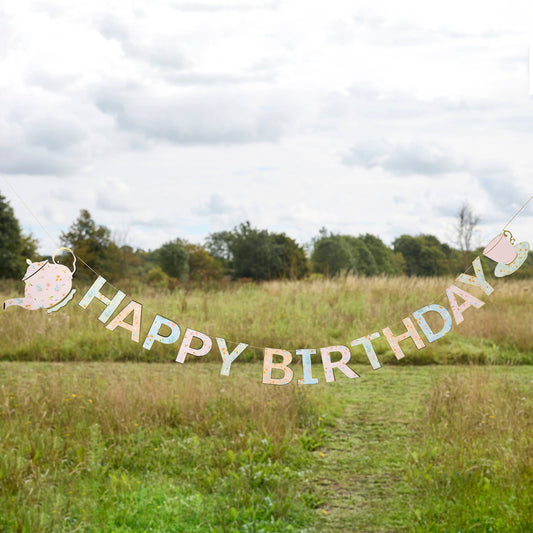 2.5M TEA PARTY 'HAPPY BIRTHDAY' CARD BANNER
