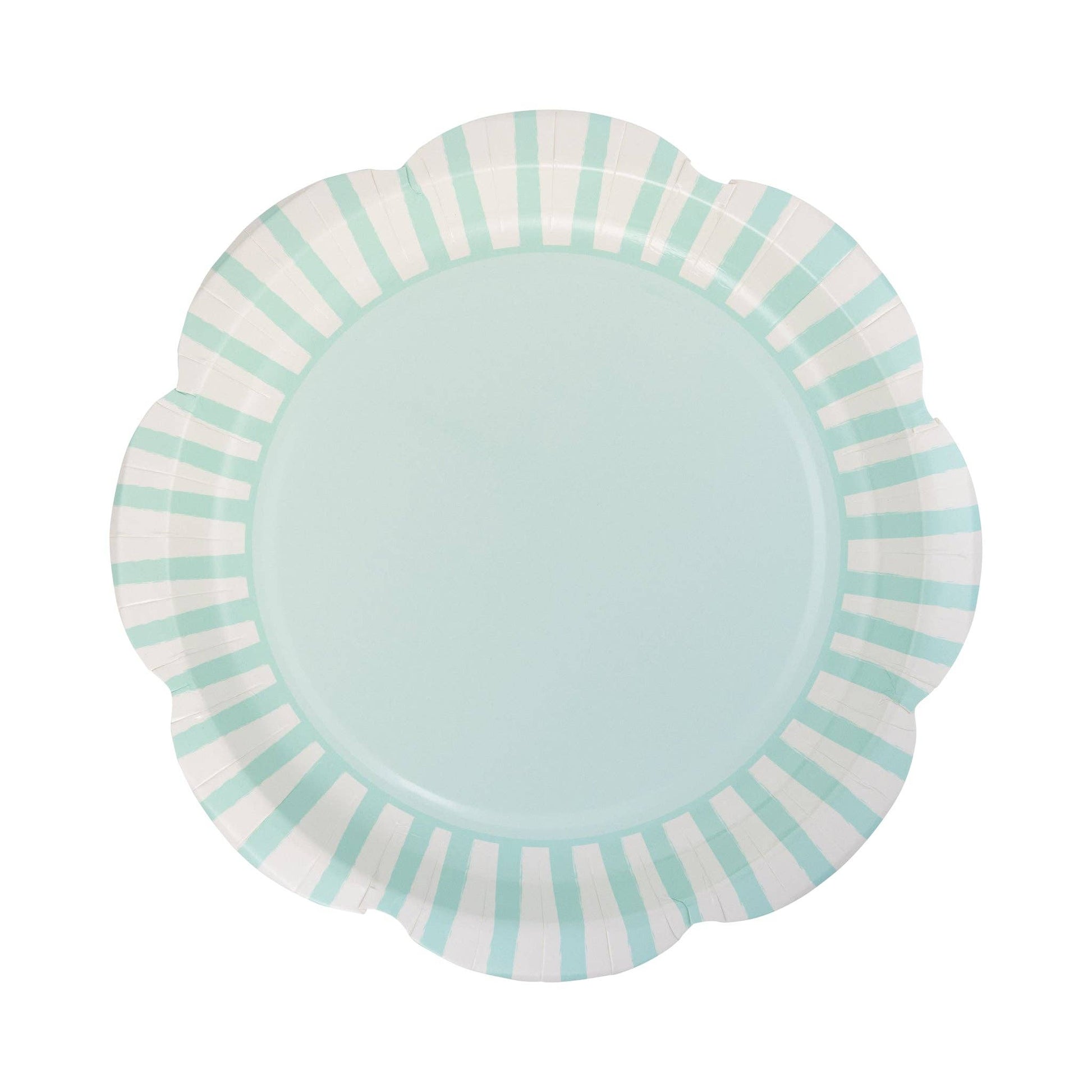 PAR1123 - Aqua Striped Scallops 9" Plate - Winterberries