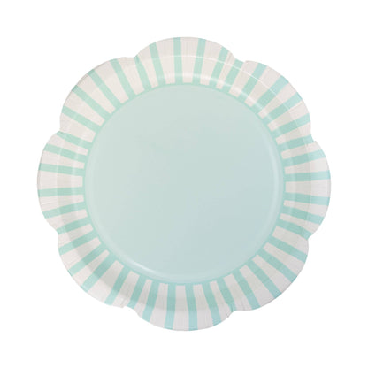 PAR1123 - Aqua Striped Scallops 9" Plate - Winterberries