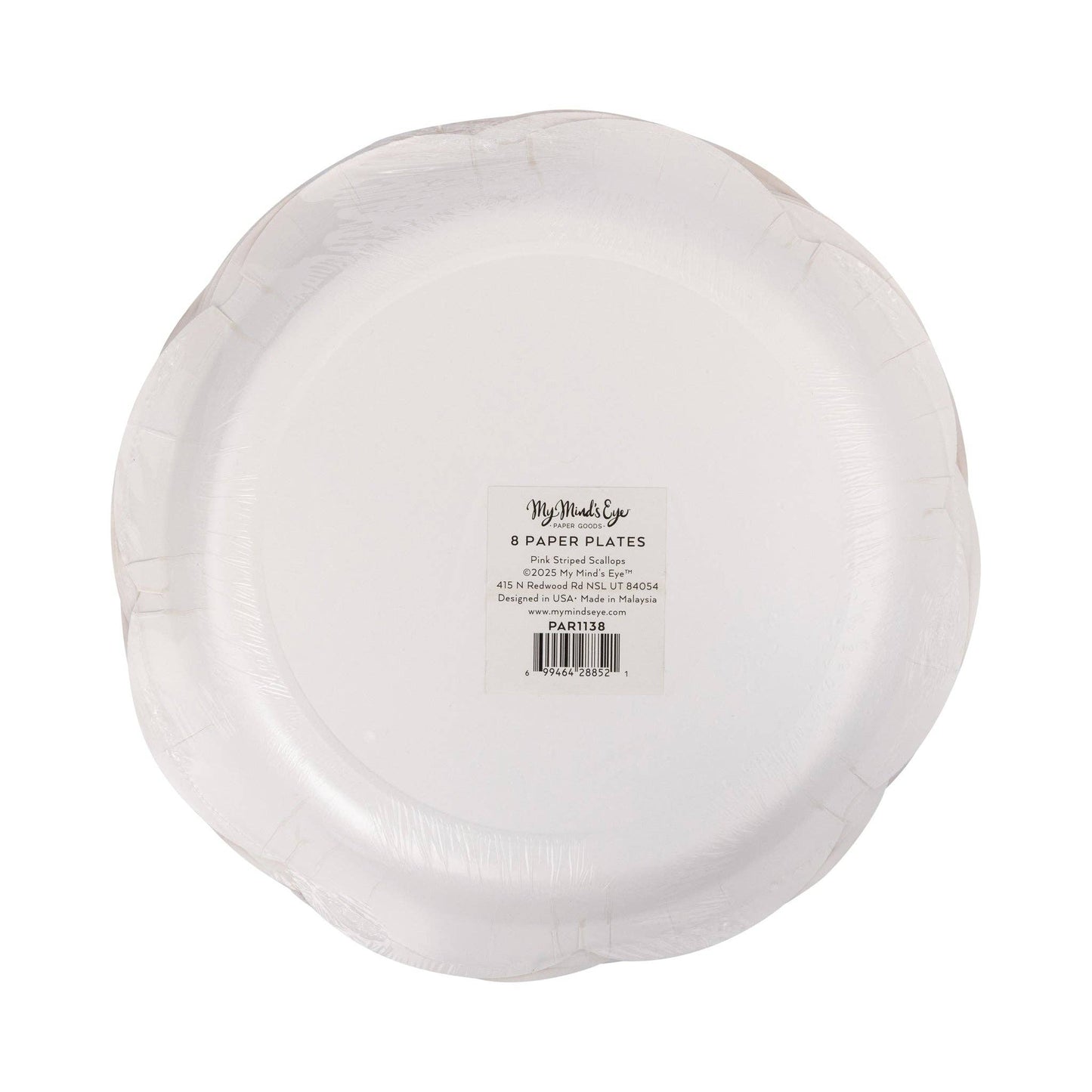PAR1138 - Pink Striped 9" Scallops Plate - Winterberries