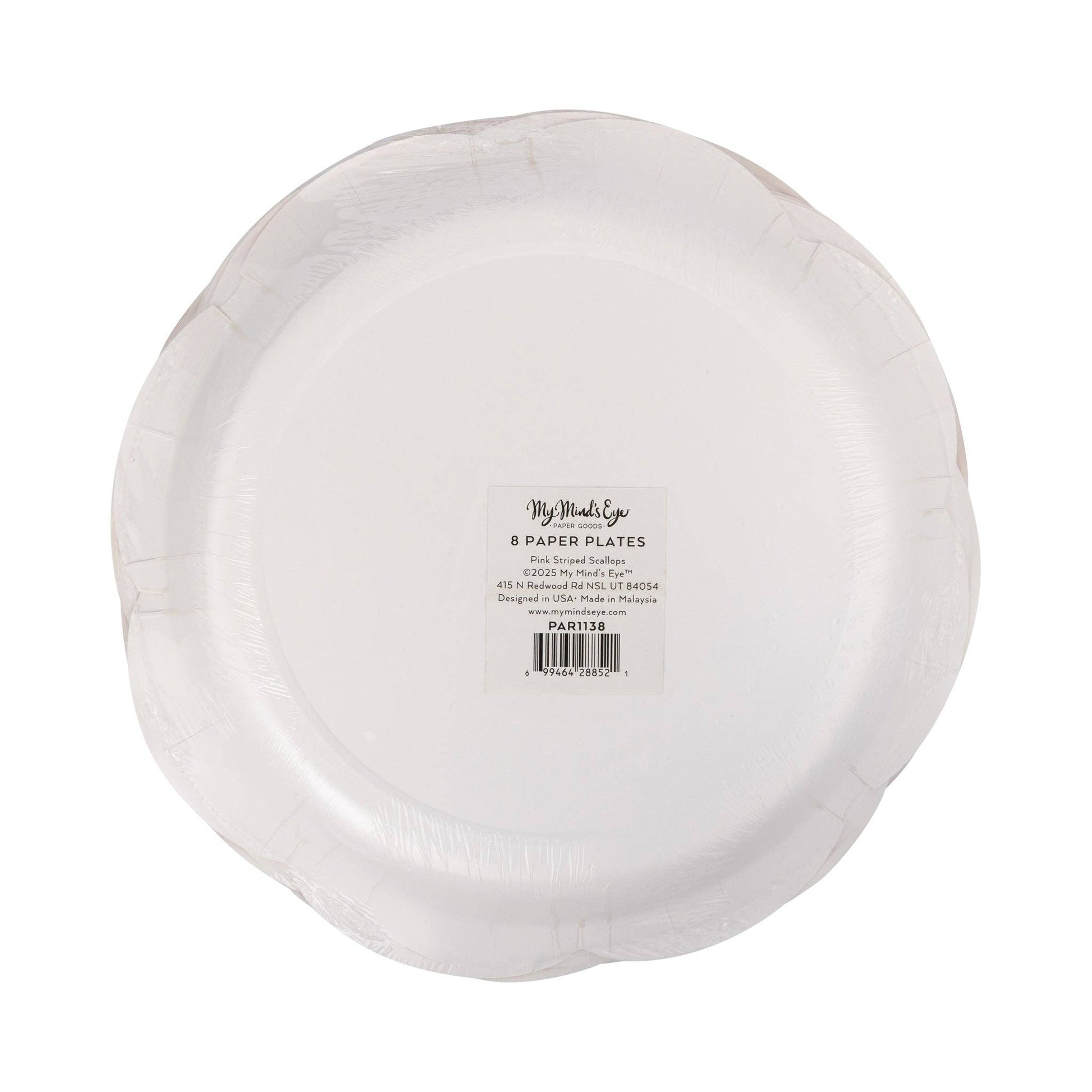 PAR1138 - Pink Striped 9" Scallops Plate - Winterberries