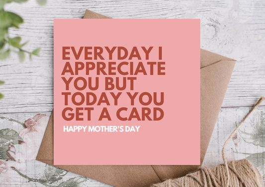 'EVERYDAY I APPRECIATE YOU BUT TODAY YOU GET A CARD' CARD - Winterberries
