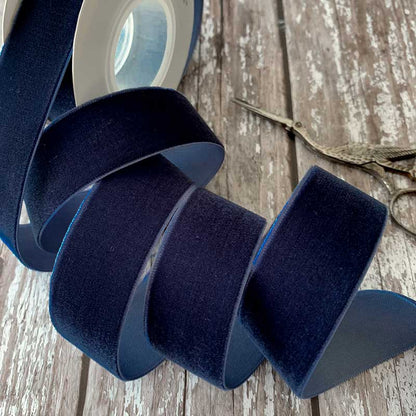 Navy Blue Velvet Ribbon 25mm  - 3 Meter Roll - Winterberries