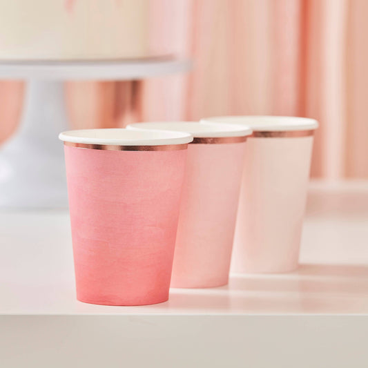 Ombre Pink & Rose Gold Foil Cups - Winterberries