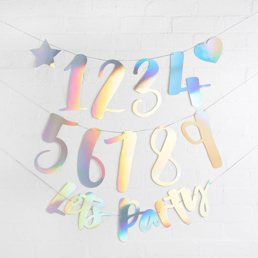 'LET'S PARTY' IRIDESCENT CUSTOM GARLAND