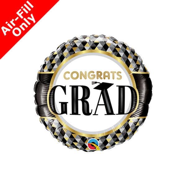 9" Congrats Grad Air Fill Only Black & Gold Foil Balloon - Winterberries