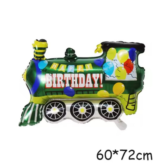 31" GREEN TRAIN ''HAPPY BIRTHDAY' DEFLATED FOIL BALLOON - Winterberries