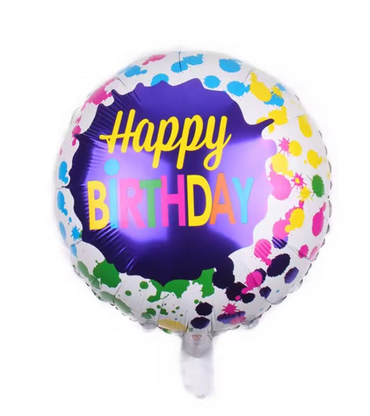 18" PAINT SPLATTER 'HAPPY BIRTHDAY' DEFLATED FOIL BALLOON - Winterberries