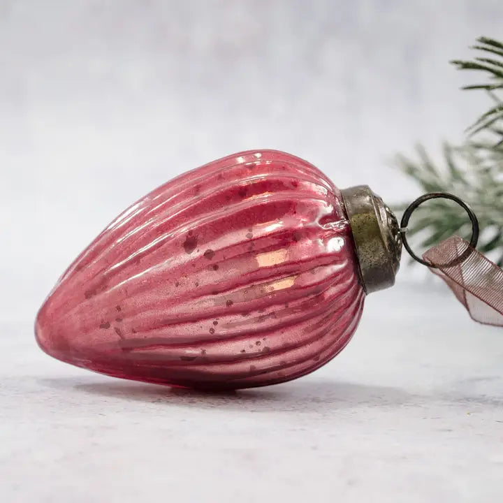 2" Mauve Glass Pinecone Ornament - Winterberries