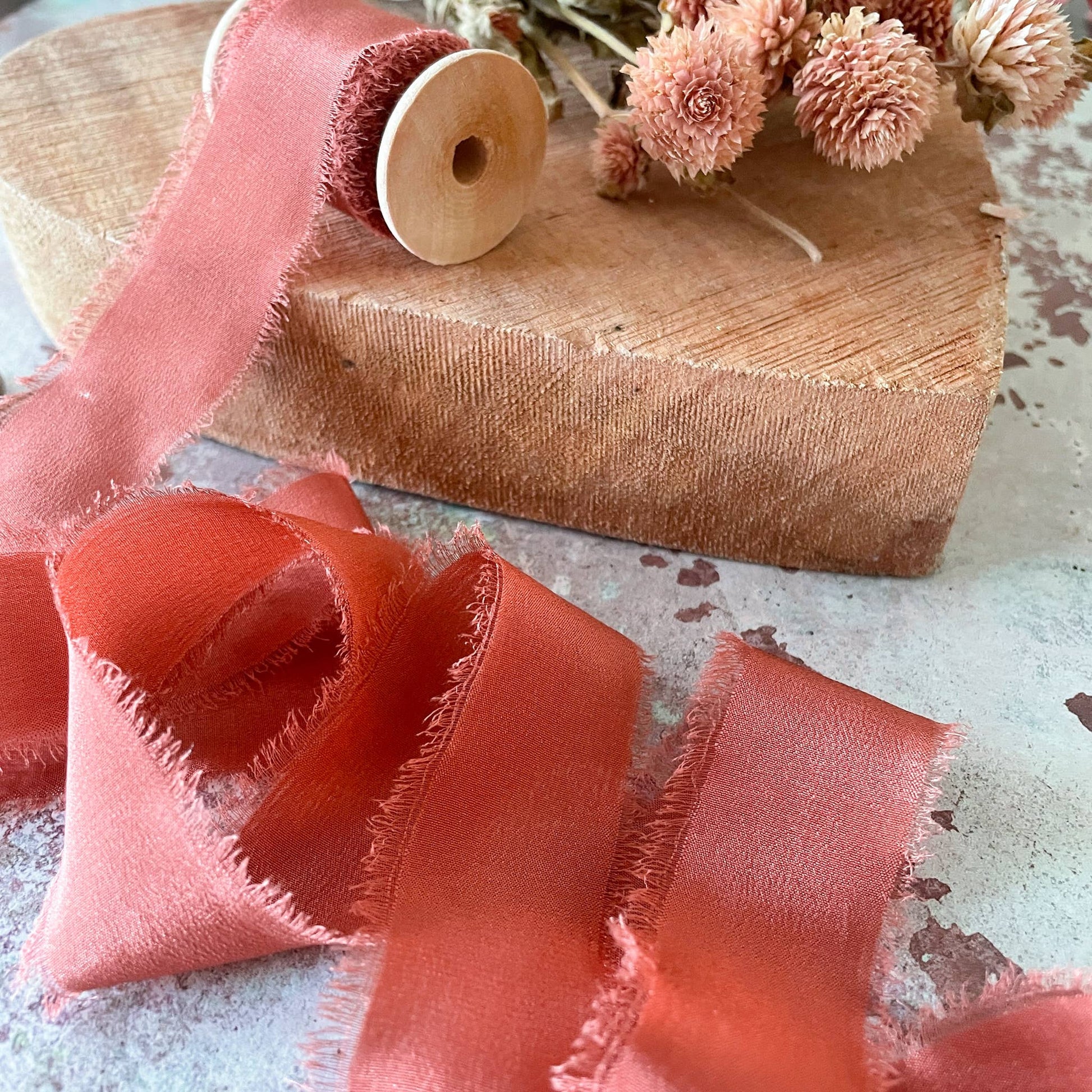25mm Silk Ribbon in Rust - Winterberries