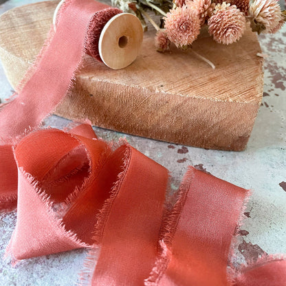 25mm Silk Ribbon in Rust - Winterberries