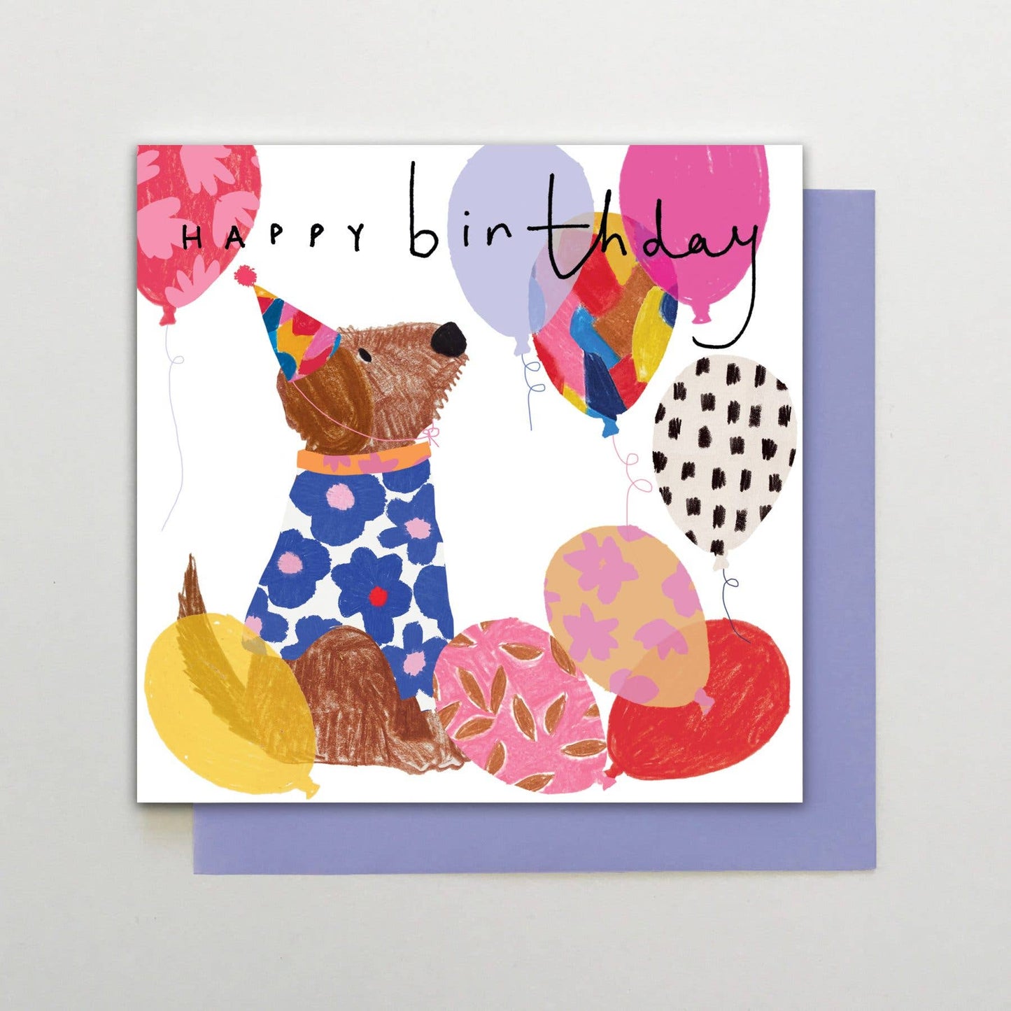 HA06 - Happy Birthday Dog & Balloons - Winterberries