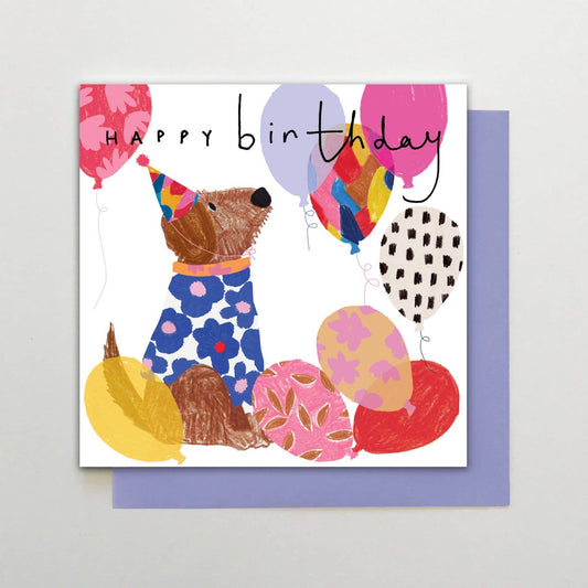 HA06 - Happy Birthday Dog & Balloons - Winterberries