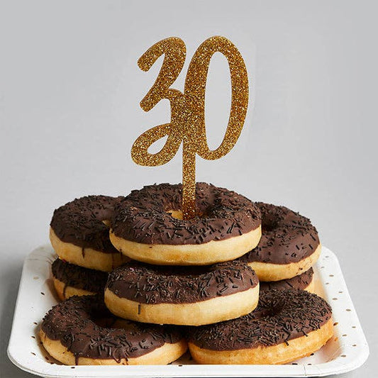 GOLD ACRYLIC NUMBER "30" CAKE TOPPER