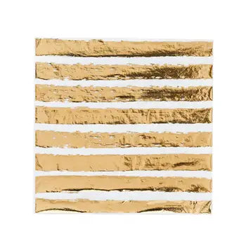 X16 GOLD STRIPED PAPER NAPKINS - Winterberries