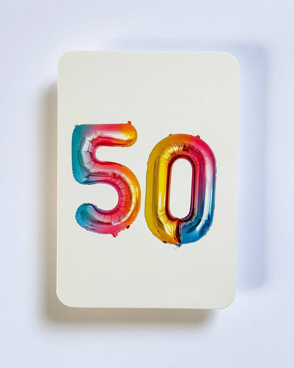 Birthday Balloon No. 50 Greeting Card | Age Cards - Winterberries