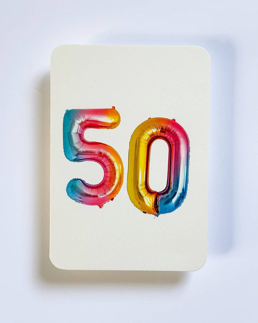 Birthday Balloon No. 50 Greeting Card | Age Cards - Winterberries