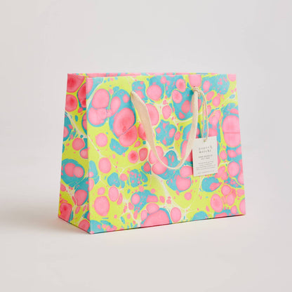 x1 Hand Marbled Gift Bags (Medium) - Neon - Winterberries