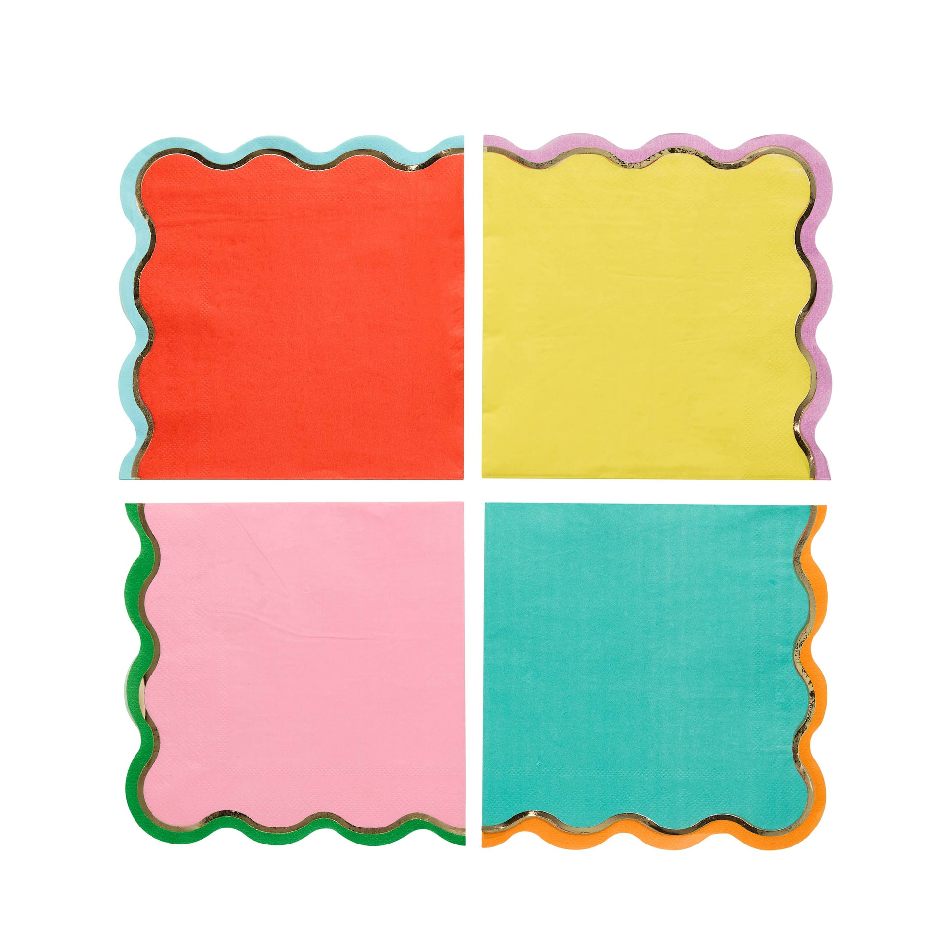 X16 MULTICOLOURED SCALLOPED EDGE NAPKINS - Winterberries