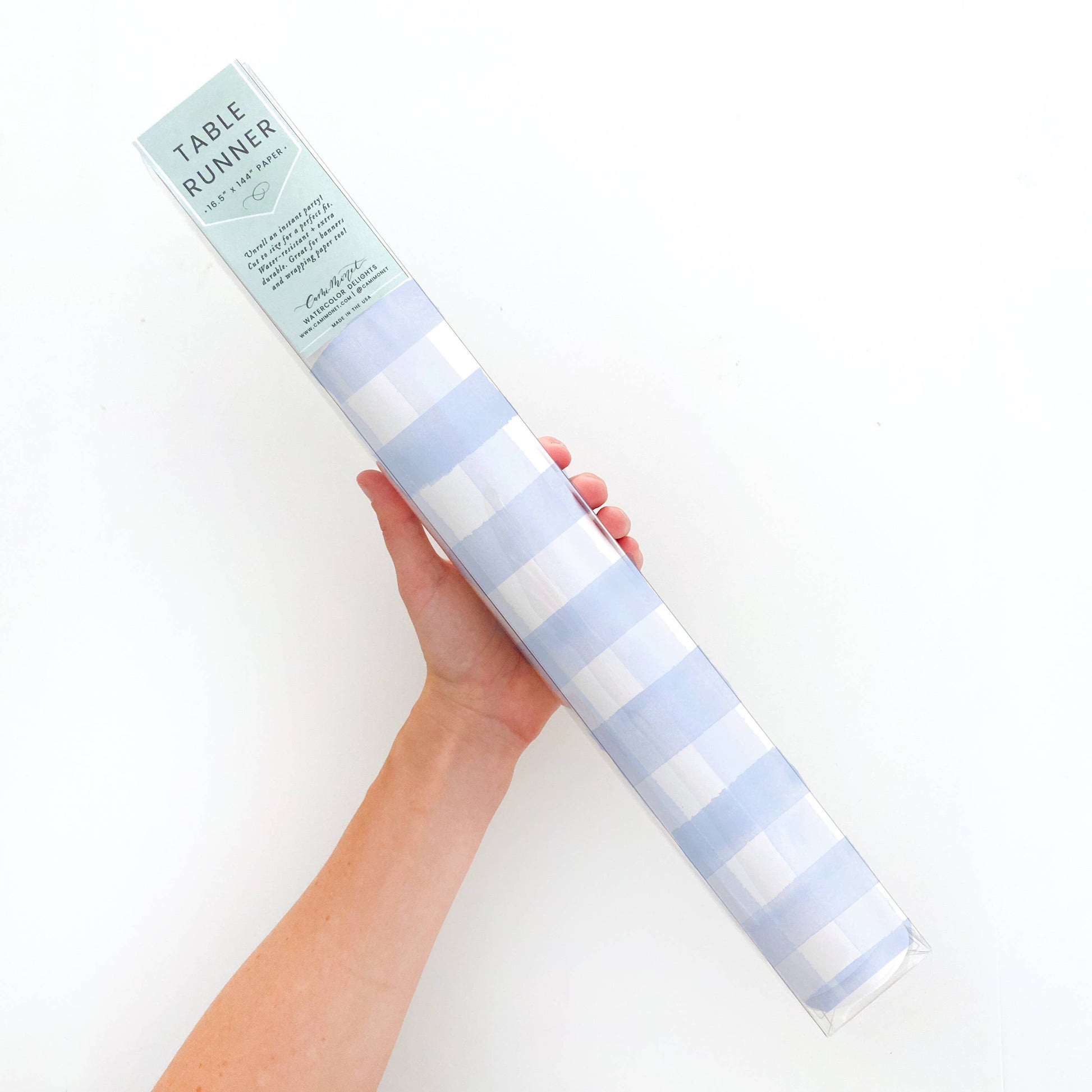 Blue Gingham Table Runner (Easter Party Decor) - Winterberries