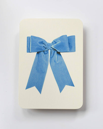 Baby Blue Velvet Bow Greeting Card - Winterberries