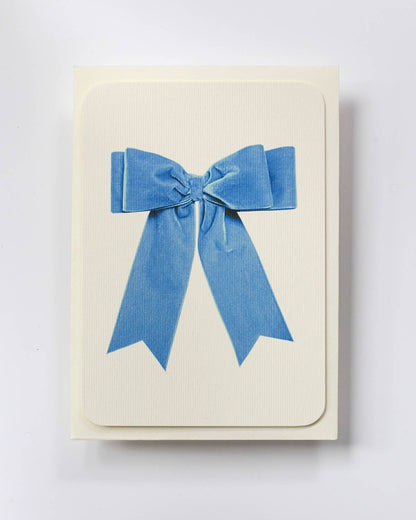 Baby Blue Velvet Bow Greeting Card - Winterberries