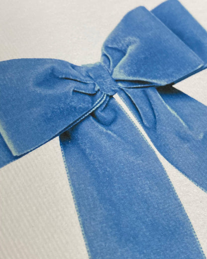 Baby Blue Velvet Bow Greeting Card - Winterberries