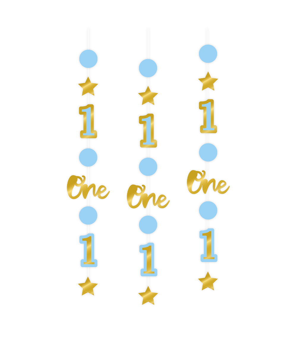 x3 BLUE FIRST BIRTHDAY BOY HANGING GARLANDS - Winterberries